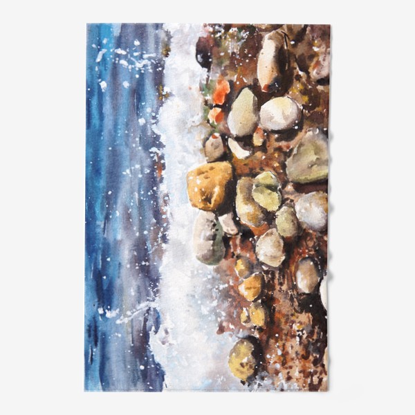 Полотенце «Акварельный рисунок Морская пена и камушки»