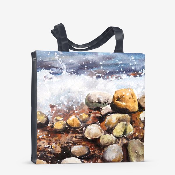Сумка-шоппер «Акварельный рисунок Морская пена и камушки»