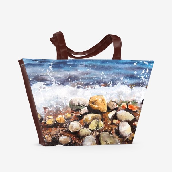 Пляжная сумка «Акварельный рисунок Морская пена и камушки»