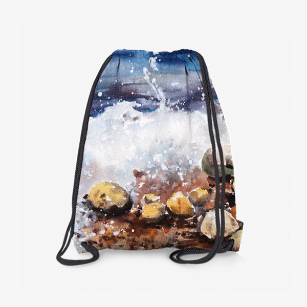 Рюкзак «Акварельный рисунок Морская пена и камушки»