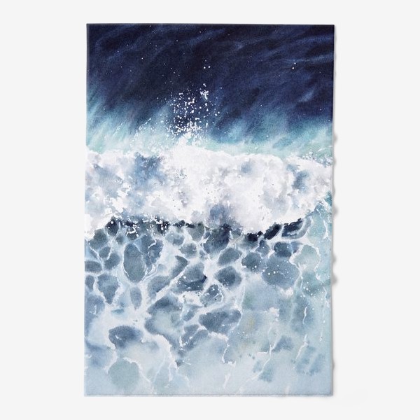 Полотенце «Акварельный морской пейзаж Волна с пеной»