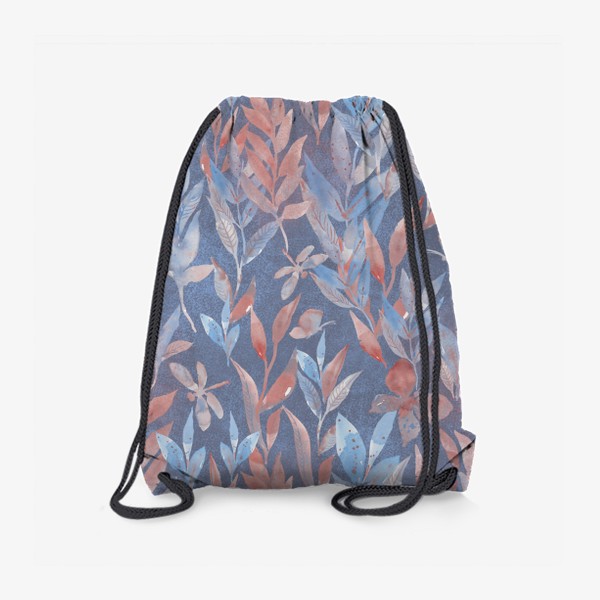 Рюкзак «Нежный паттерн из листиков и бабочек в синих и голубых тонах»