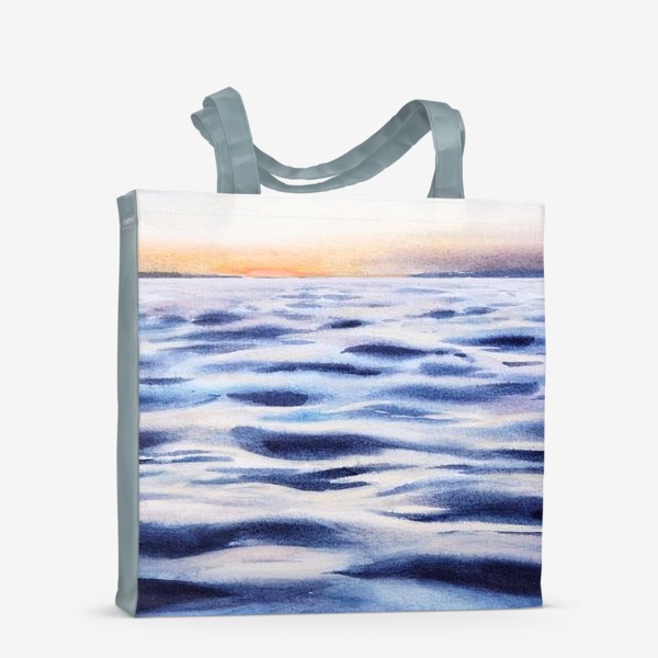 Сумка-шоппер «Акварельный пейзаж Морская гладь на закате»