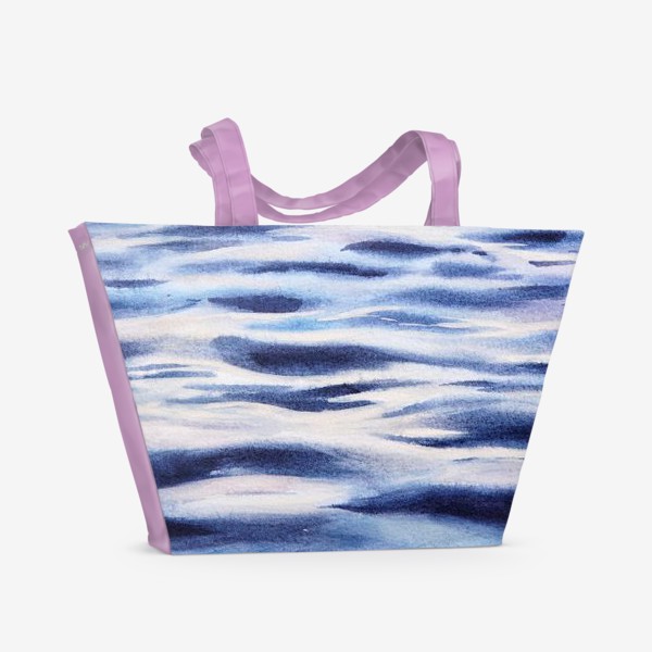 Пляжная сумка «Акварельный пейзаж Морская гладь на закате»