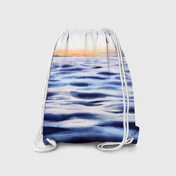Рюкзак «Акварельный пейзаж Морская гладь на закате»
