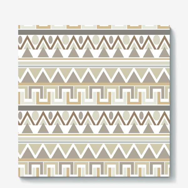 Холст &laquo;Пастельный бежевый абстрактный геометрический узор на белом фоне&raquo;