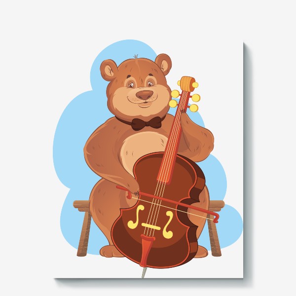 Холст «Мишка играет на виолончели»