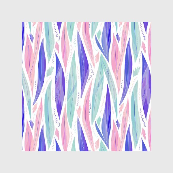 Шторы «Фиолетовые и сиреневые абстрактные листья на белом фоне»