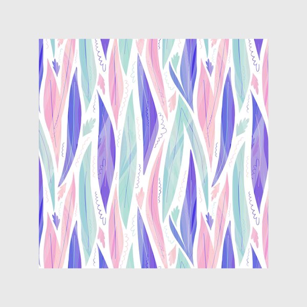 Скатерть «Фиолетовые и сиреневые абстрактные листья на белом фоне»