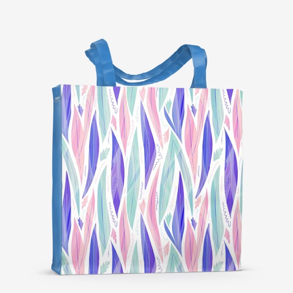 Сумка-шоппер «Фиолетовые и сиреневые абстрактные листья на белом фоне»