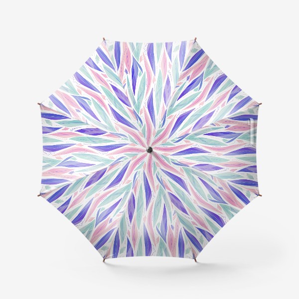 Зонт «Фиолетовые и сиреневые абстрактные листья на белом фоне»