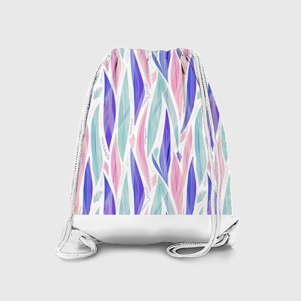 Рюкзак «Фиолетовые и сиреневые абстрактные листья на белом фоне»