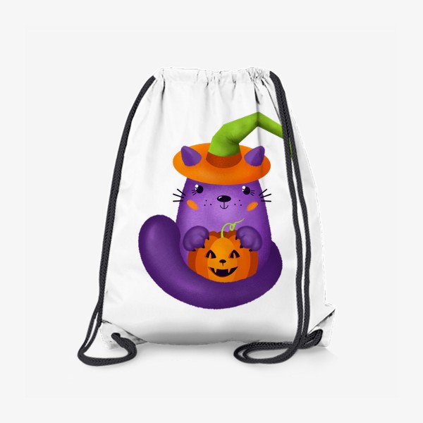 Рюкзак «Кот с тыквой на Хеллуин в колдовской шляпе»
