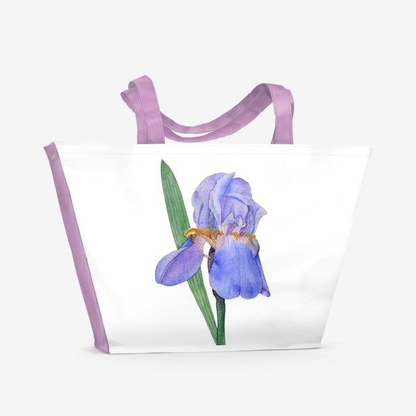 Пляжная сумка «Красивый цветок голубой Ирис акварель»