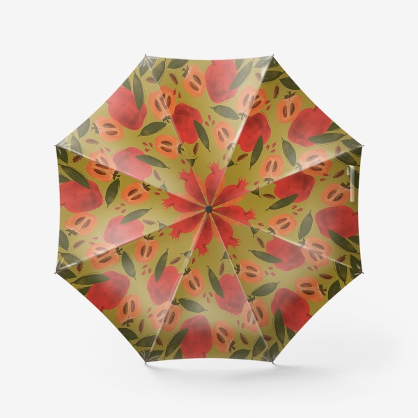 Зонт «Осенние фрукты. Гранат и хурма. Паттерн »