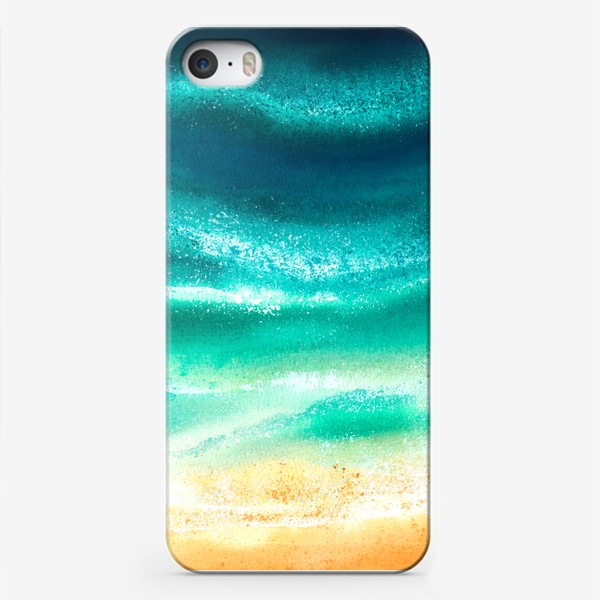 Чехол iPhone «Морской берег, волны. Акварель.»