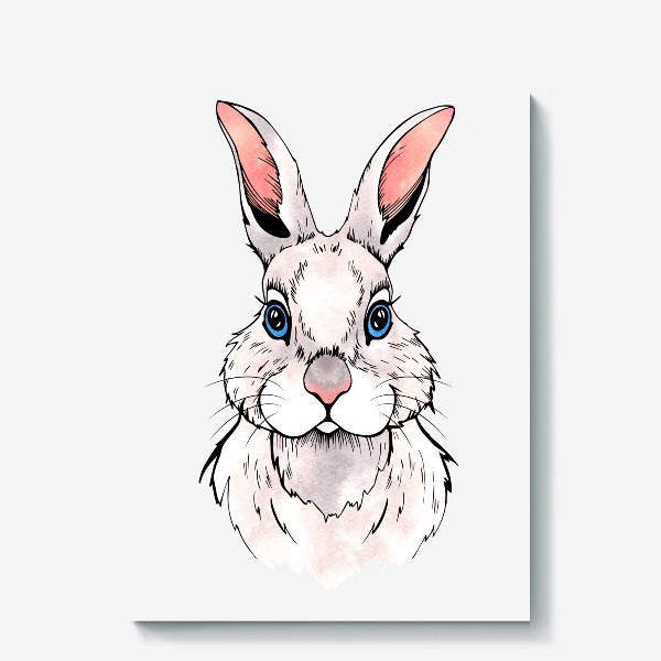 Холст «Белый кролик. Символ 2023 года»