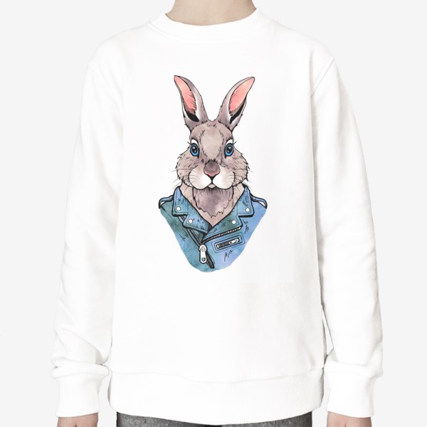 Свитшот «Кролик в куртке-косухе. Символ 2023 года»