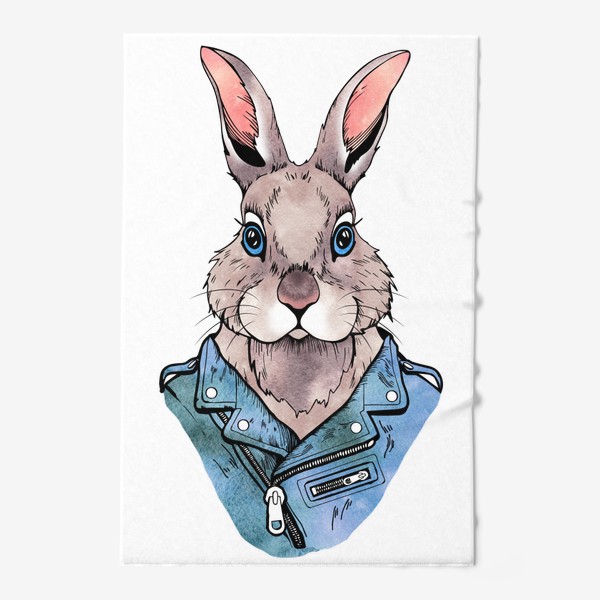 Полотенце «Кролик в куртке-косухе. Символ 2023 года»