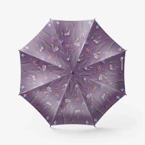 Зонт «Паттерн акварельные цветы на фиолетовом фоне»