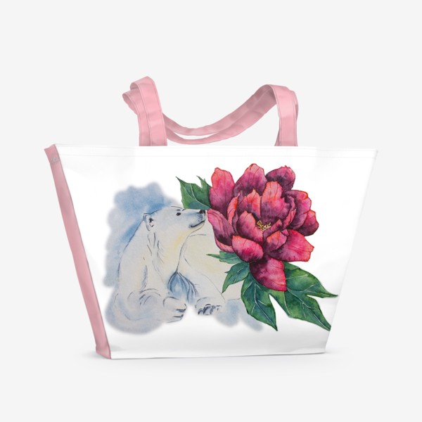 Пляжная сумка «Мишка с цветами»