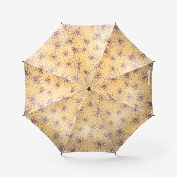 Зонт «Абстрактные фиолетовые цветы на нежно-желтом фоне. Паттерн»