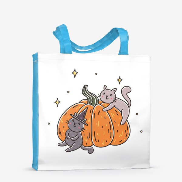 Сумка-шоппер «Милые коты и тыква. Хэллоуин»