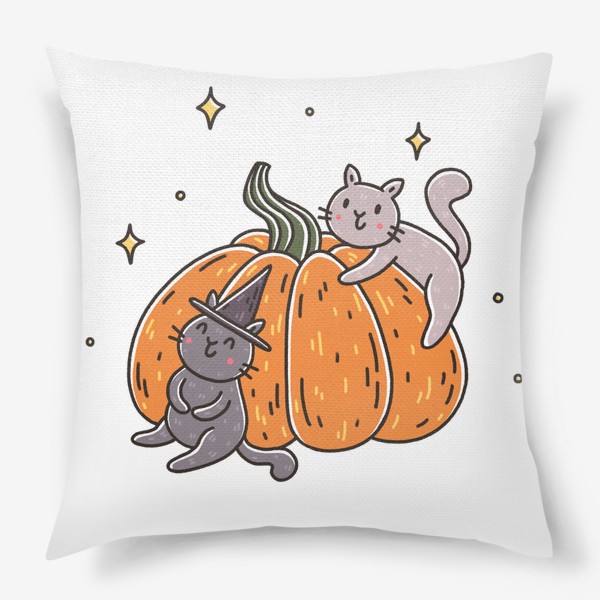 Подушка «Милые коты и тыква. Хэллоуин»