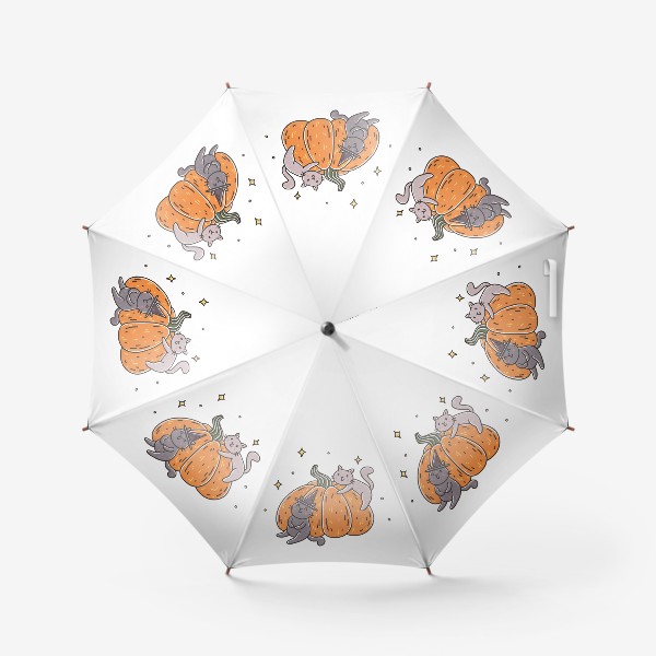 Зонт «Милые коты и тыква. Хэллоуин»