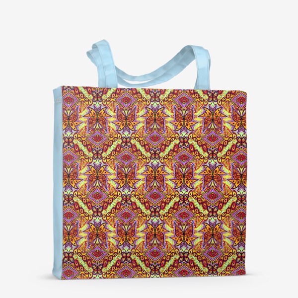 Сумка-шоппер «Этнические разноцветные узоры с бабочками и африканским орнаментом»