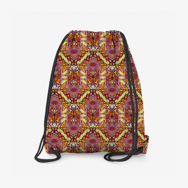 Рюкзак «Этнические разноцветные узоры с бабочками и африканским орнаментом»
