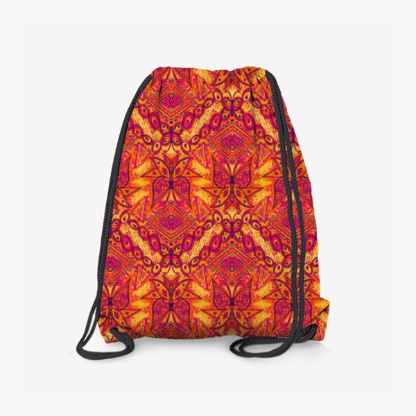 Рюкзак «Яркий этнический паттерн с орнаментом и бабочками»