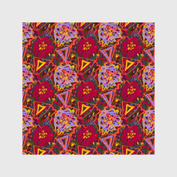 Шторы «Красивый этнический паттерн с цветами и треугольниками»
