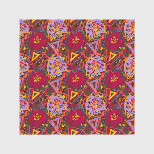 Скатерть «Красивый этнический паттерн с цветами и треугольниками»