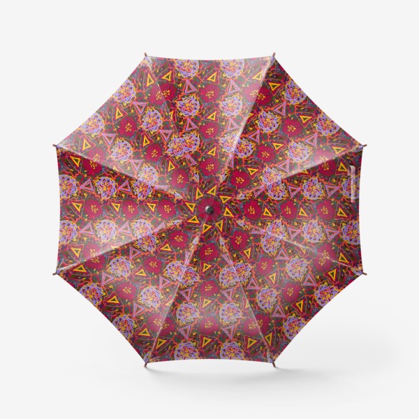Зонт «Красивый этнический паттерн с цветами и треугольниками»
