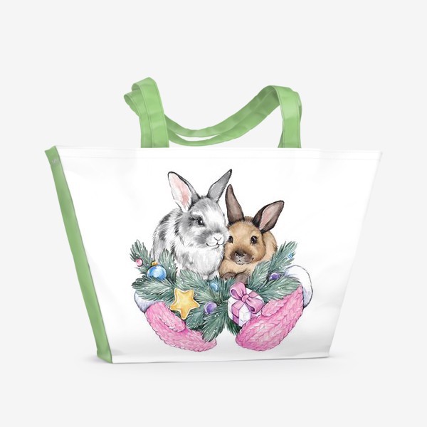 Пляжная сумка «Крольчата. Символ 2023 года»
