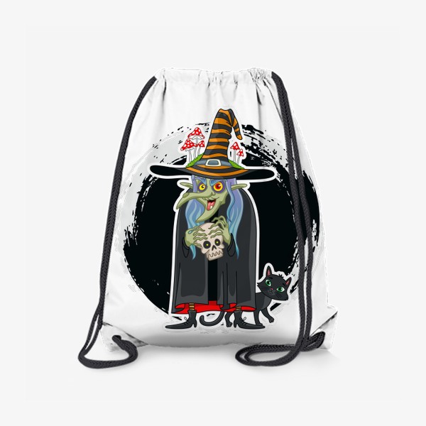 Рюкзак «Ведьма с черепом и котом Хэллоуин»