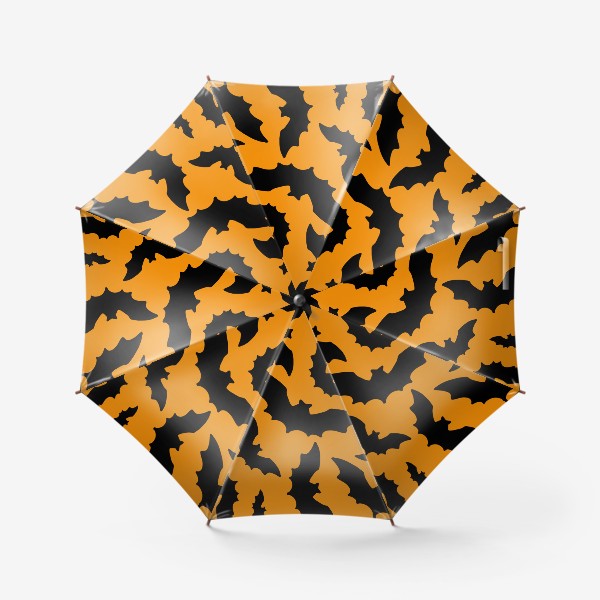 Зонт &laquo;паттерн из летучих мышей, черные силуэты на оранжевом для хэллоуина&raquo;