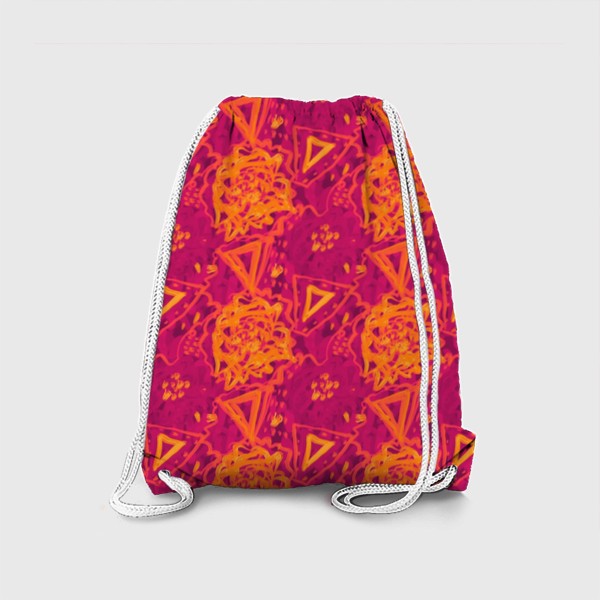 Рюкзак «Яркий паттерн красного цвета с цветами, насыщенный жтнический принт»