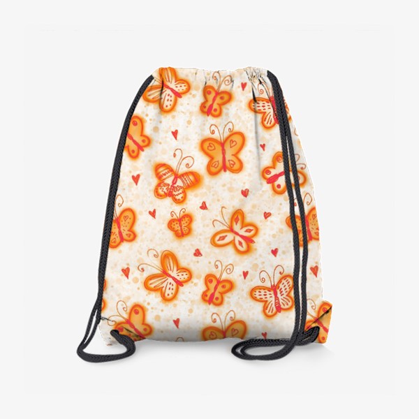 Рюкзак «Нежный оранжевый паттерн с оранжевыми бабочками. Яркий детский принт апельсинового цвета»