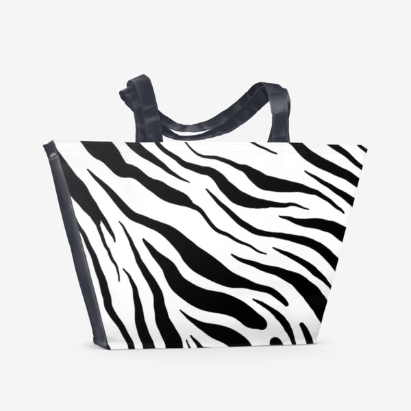 Пляжная сумка «Паттерн с принтом зебры. Этнический, анималистический паттерн, черно-белый принт.»