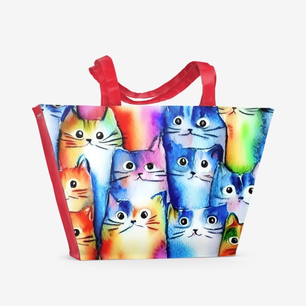 Пляжная сумка «Акварельные коты»