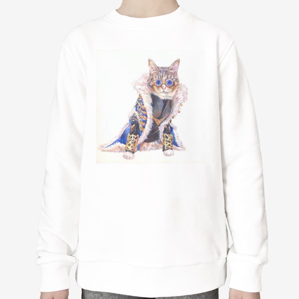Свитшот «Кот в очках , модник , одежда для котов»