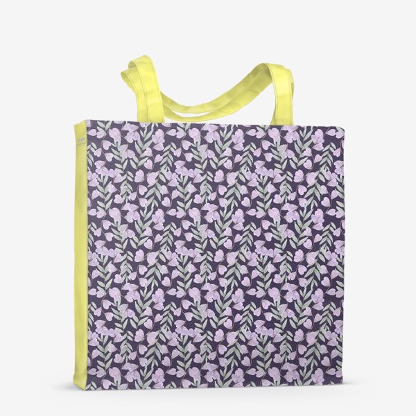 Сумка-шоппер «Растительный орнамент на фиолетовом фоне»