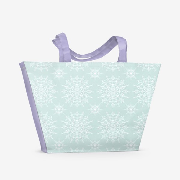 Пляжная сумка «Снежный узор, снежинки, мандалы»