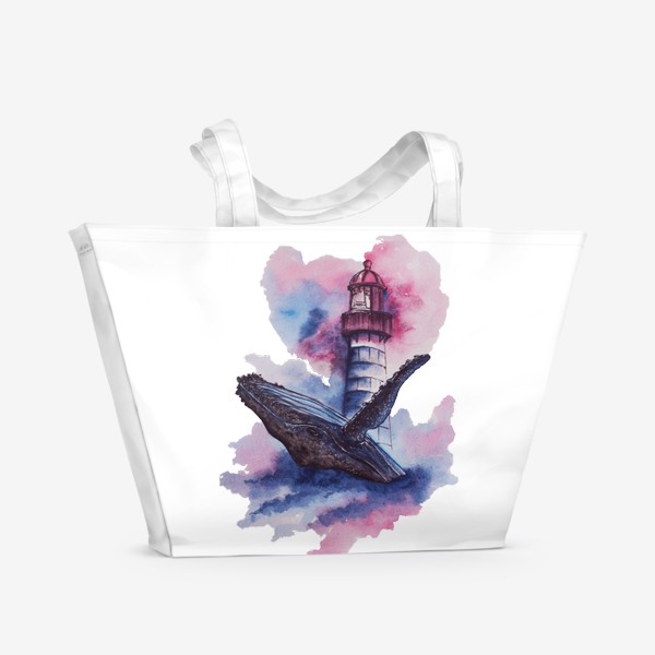Пляжная сумка «Кит с маяком»