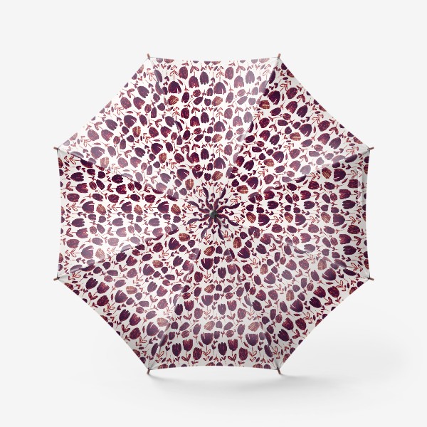 Зонт «Графический паттерн с цветами тушью, черно-белый графический стильный принт»