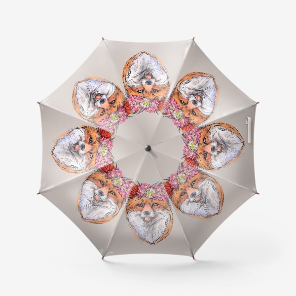 Зонт «Лисичка озорная с венком»