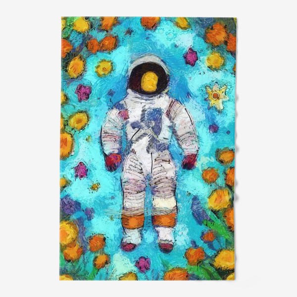 Полотенце «Астронавт в воде, окруженный желтыми цветами»