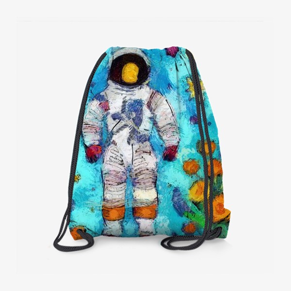 Рюкзак «Астронавт в воде, окруженный желтыми цветами»